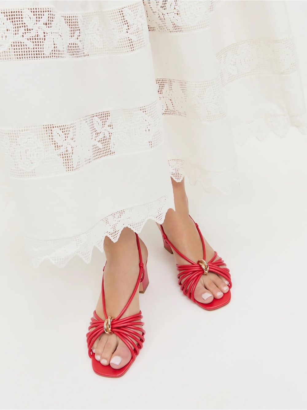 Loeffler Randall Minna Red Leather Heeled Sandal